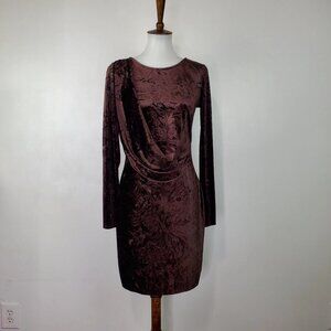 Simply Vera Vera Wang Elegant Brown Crushed Velvet Sheat Dress Draping Size S